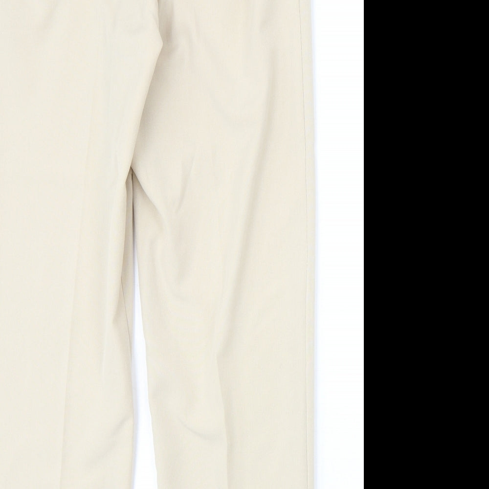 Preworn Womens Beige Polyester Trousers Size 14 Regular