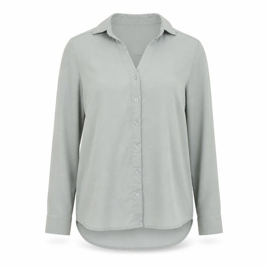 H&M Womens Green Polyester Basic Button-Up Size 6 Collared