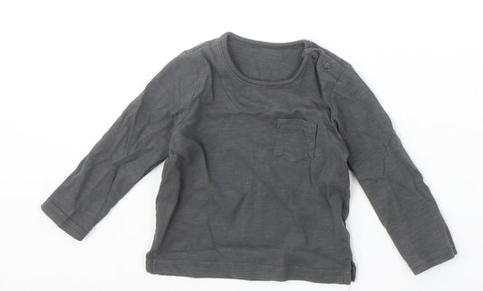 TU Baby Grey 100% Cotton Basic T-Shirt Size 3-6 Months Round Neck Snap