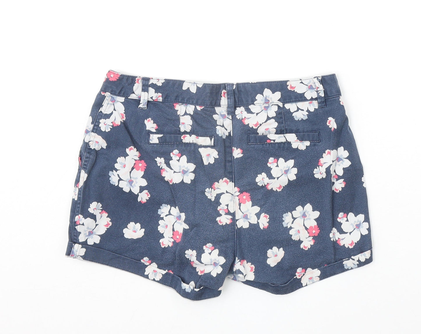 Amazon Essentials Womens Blue Floral Cotton Boyfriend Shorts Size 28 in Regular Zip