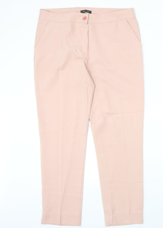 Made in Italy Womens Pink Polyester Chino Trousers Size 2XL Regular Zip
