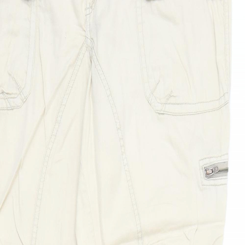 Jackpot Womens Beige Cotton Trousers Size 34 in Regular Zip - Ruched
