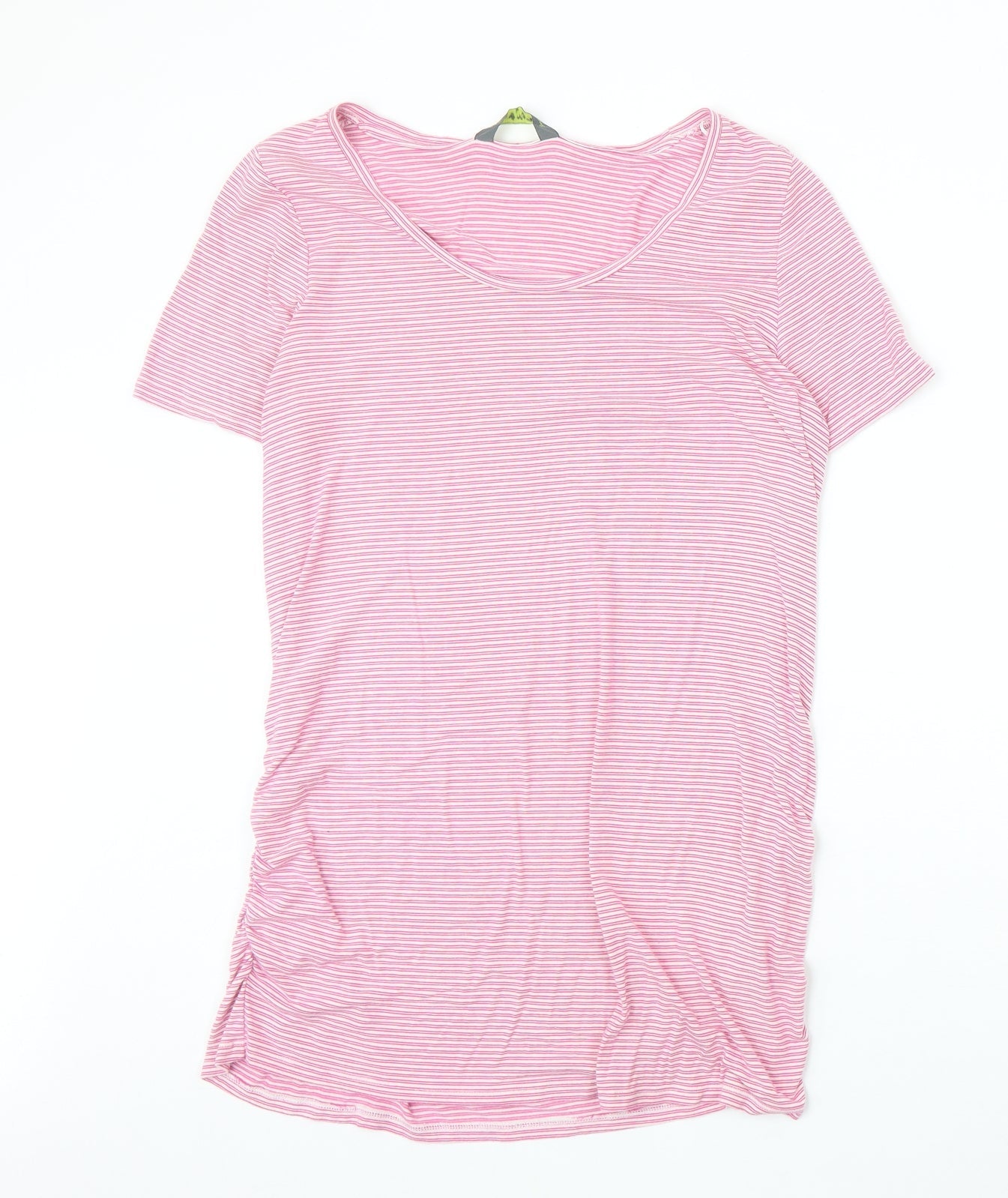 Blooming Marvellous Womens Pink Striped Viscose Basic T-Shirt Size L Boat Neck