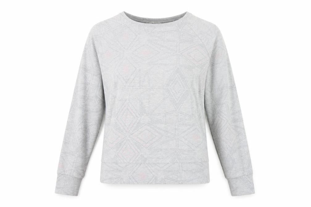 Maison De Nimes Womens Grey Geometric Cotton Pullover Sweatshirt Size 14 Pullover