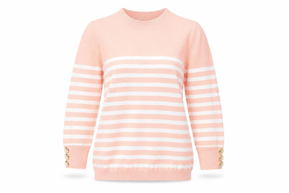 Atmosphere Womens Pink Round Neck Striped Viscose Pullover Jumper Size 4