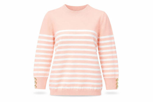 Atmosphere Womens Pink Round Neck Striped Viscose Pullover Jumper Size 4