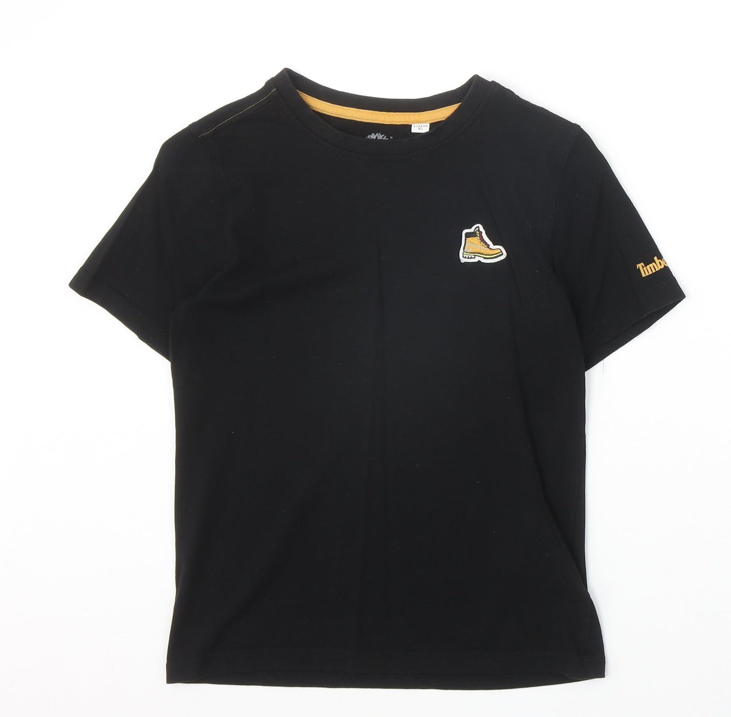 Timberland Boys Black 100% Cotton Basic T-Shirt Size XS Round Neck Pullover