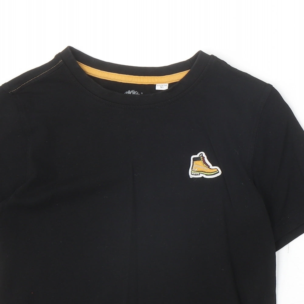 Timberland Boys Black 100% Cotton Basic T-Shirt Size XS Round Neck Pullover