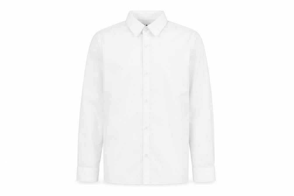 Marks & Spencer Boys White Polyester Basic Button-Up Size 10-11 Years Collared Button