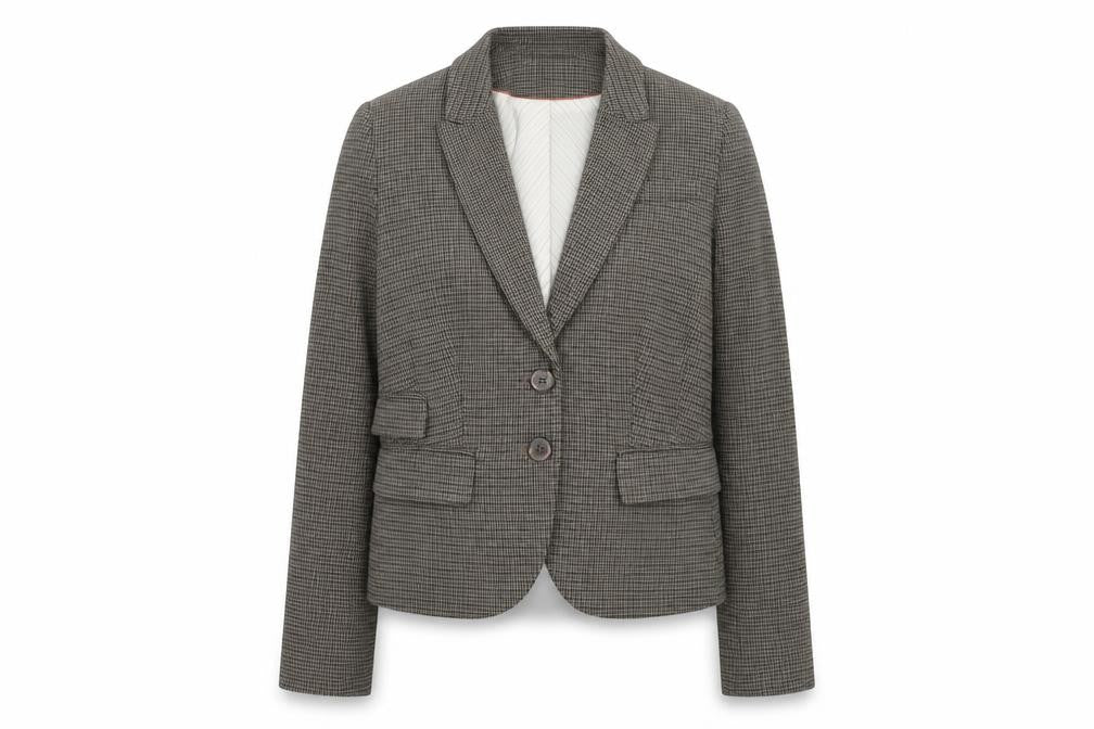 H&M Womens Brown Geometric Polyester Jacket Blazer Size 6 - Elbow Patches