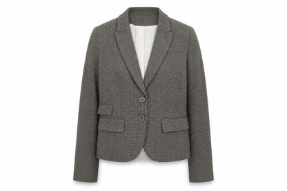 H&M Womens Brown Geometric Polyester Jacket Blazer Size 6 - Elbow Patches