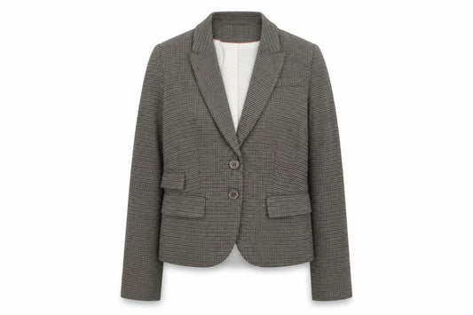 H&M Womens Brown Geometric Polyester Jacket Blazer Size 6 - Elbow Patches