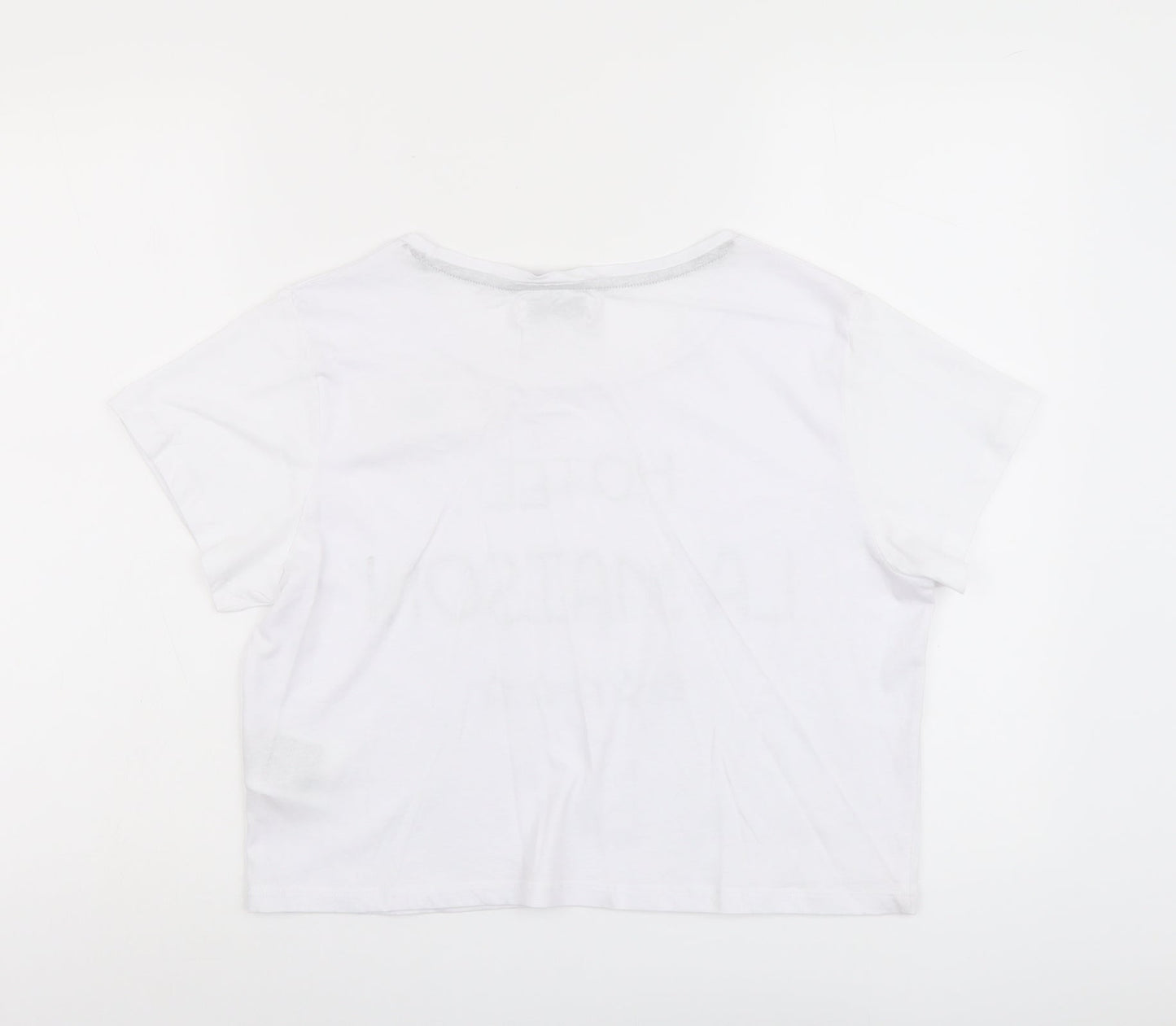 Brave Soul Womens White Cotton Basic T-Shirt Size L Round Neck - Hotel La Maison