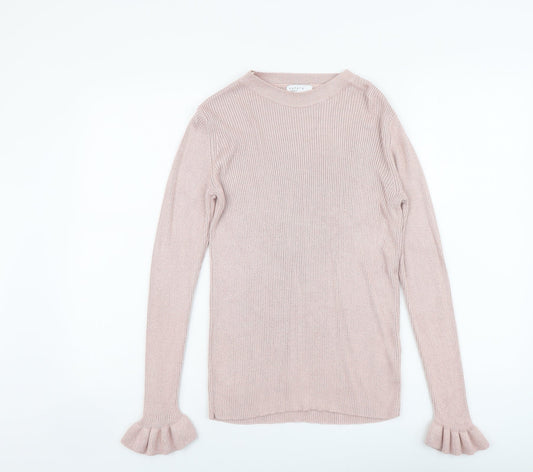 Papaya Womens Pink Boat Neck Viscose Pullover Jumper Size 10 - Ribbed