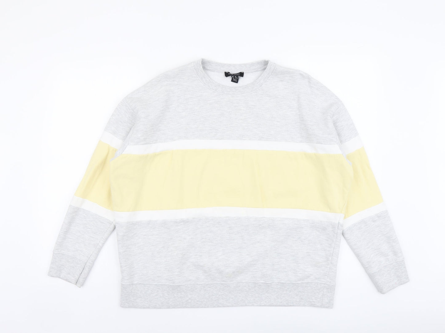 New Look Womens Grey Colourblock Cotton Pullover Sweatshirt Size M Pullover