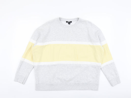 New Look Womens Grey Colourblock Cotton Pullover Sweatshirt Size M Pullover