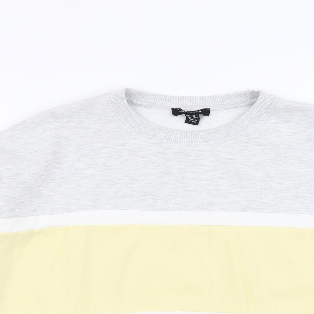 New Look Womens Grey Colourblock Cotton Pullover Sweatshirt Size M Pullover