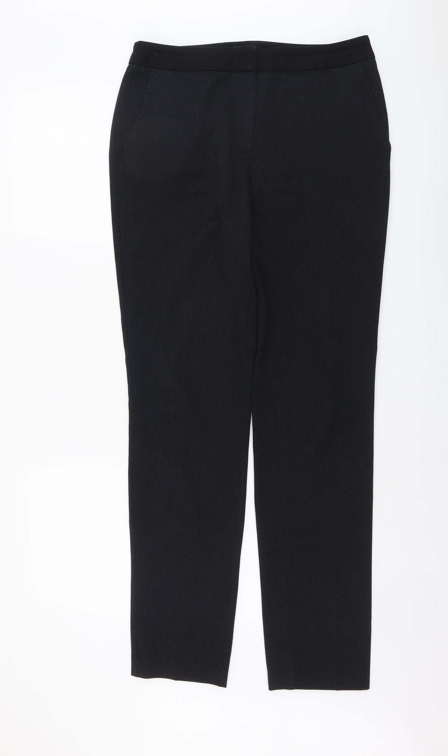 Papaya Womens Black Polyester Chino Trousers Size 10 L31 in Regular Button
