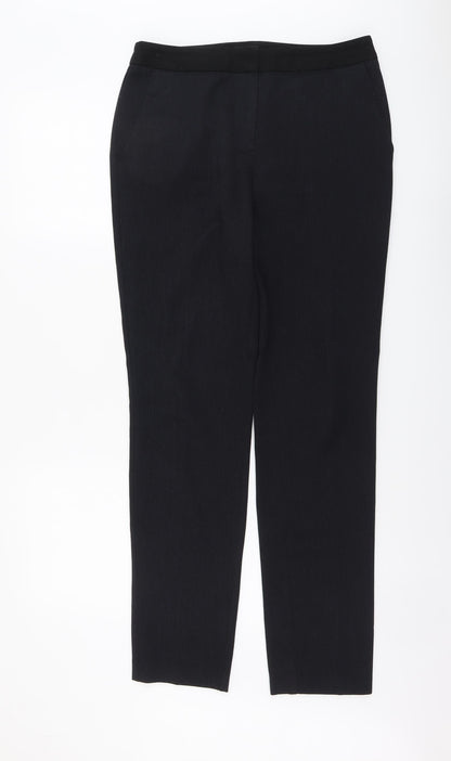 Papaya Womens Black Polyester Chino Trousers Size 10 L31 in Regular Button