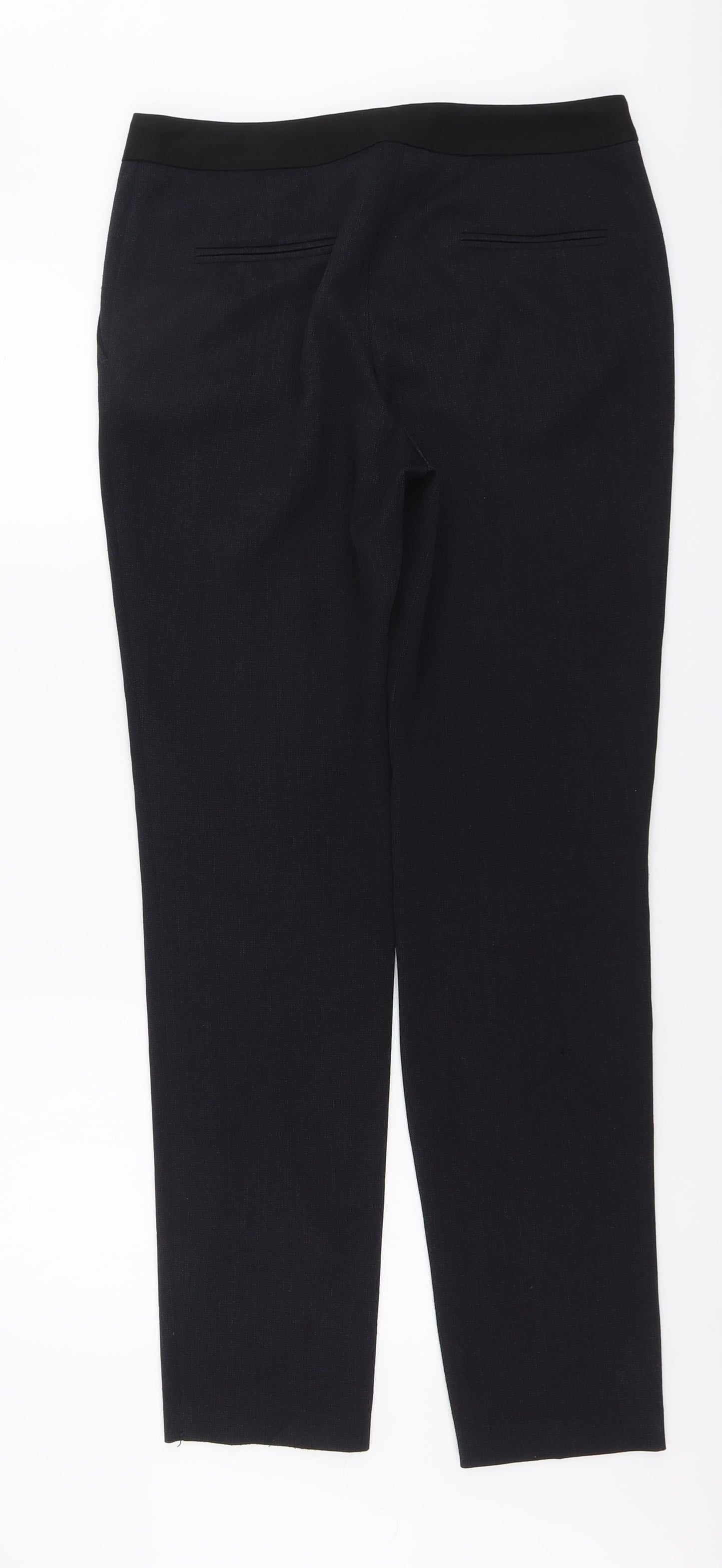 Papaya Womens Black Polyester Chino Trousers Size 10 L31 in Regular Button