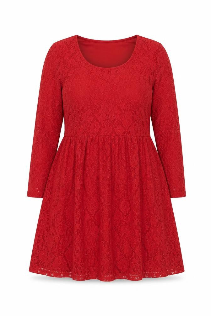 VERO MODA Womens Red Geometric Polyester Fit & Flare Size XL Round Neck Pullover