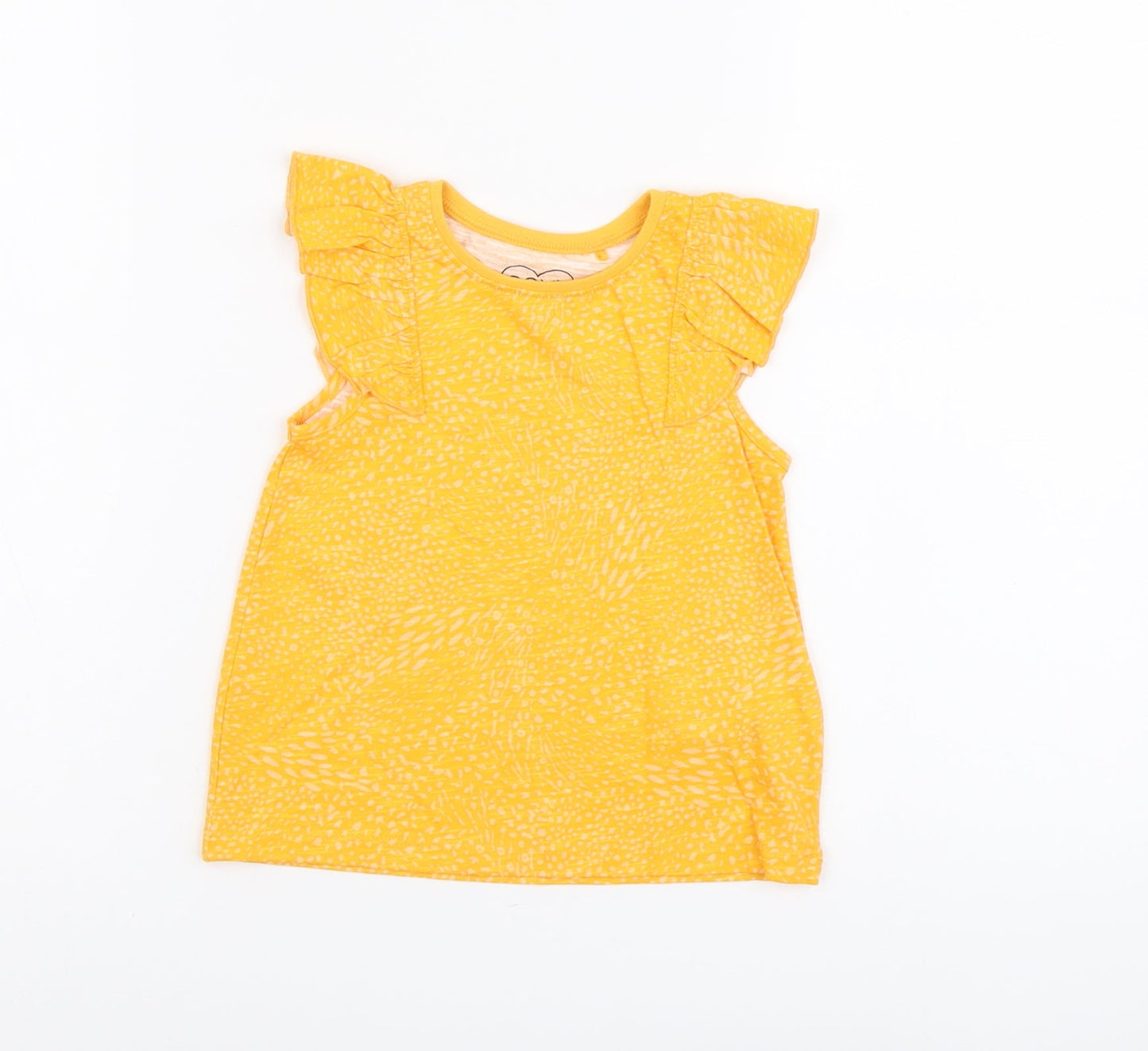 NEXT Girls Yellow Geometric Cotton Basic Tank Size 2 Years Round Neck Pullover