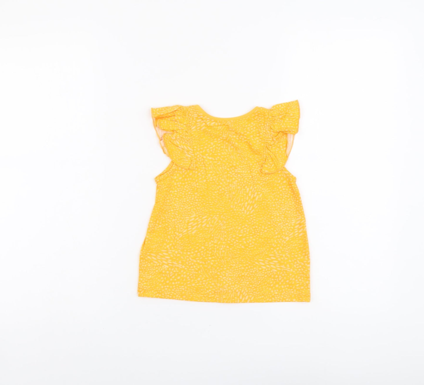 NEXT Girls Yellow Geometric Cotton Basic Tank Size 2 Years Round Neck Pullover