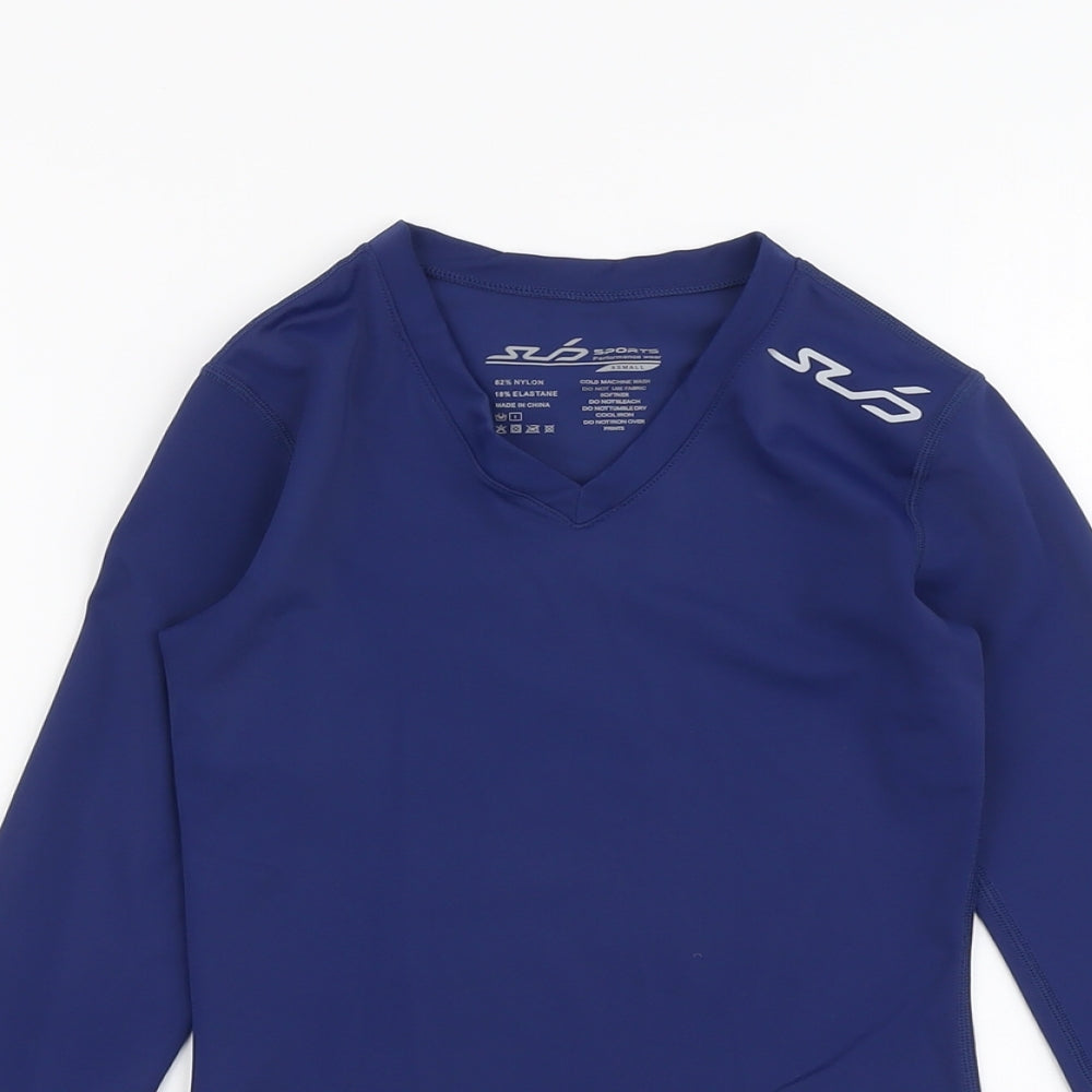 SVD Womens Blue Nylon Pullover T-Shirt Size XS V-Neck Pullover