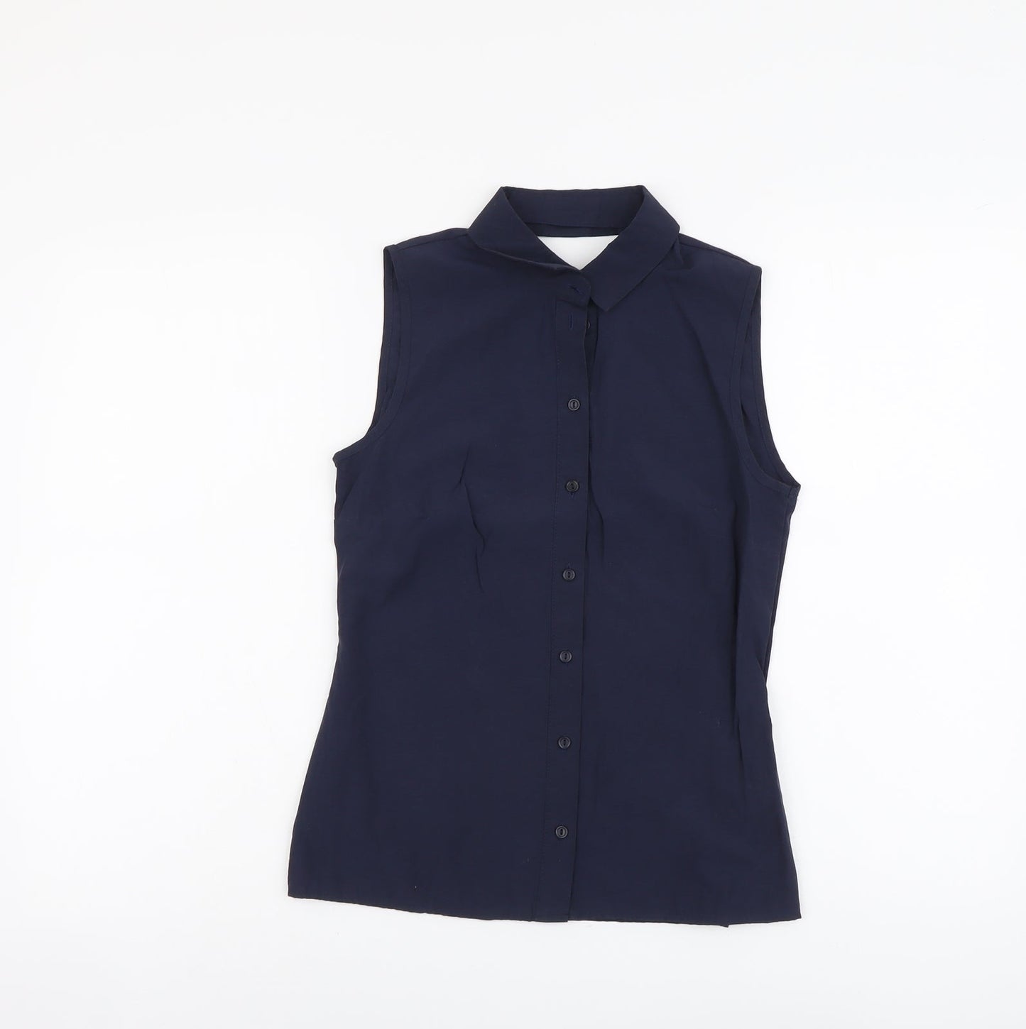 Atmosphere Womens Blue Cotton Basic Tank Size 4 Collared - Open Back