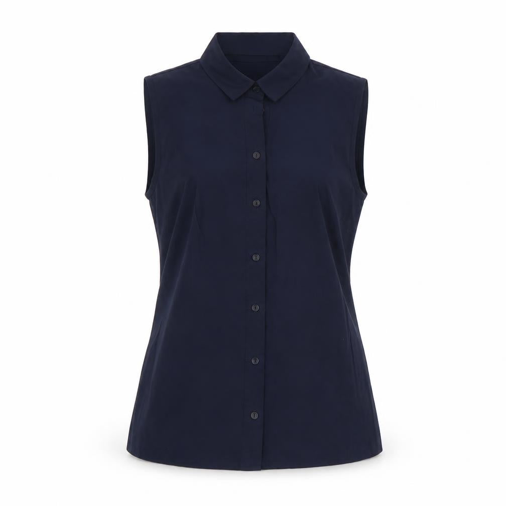 Atmosphere Womens Blue Cotton Basic Tank Size 4 Collared - Open Back