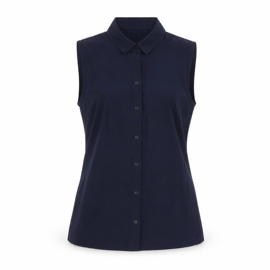 Atmosphere Womens Blue Cotton Basic Tank Size 4 Collared - Open Back
