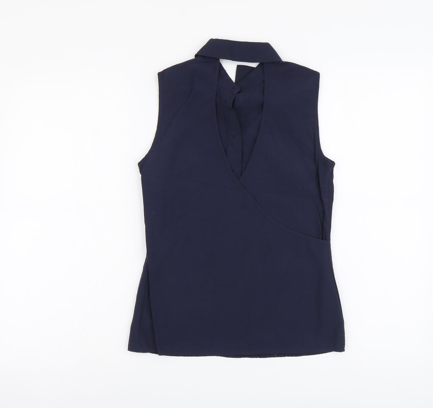 Atmosphere Womens Blue Cotton Basic Tank Size 4 Collared - Open Back