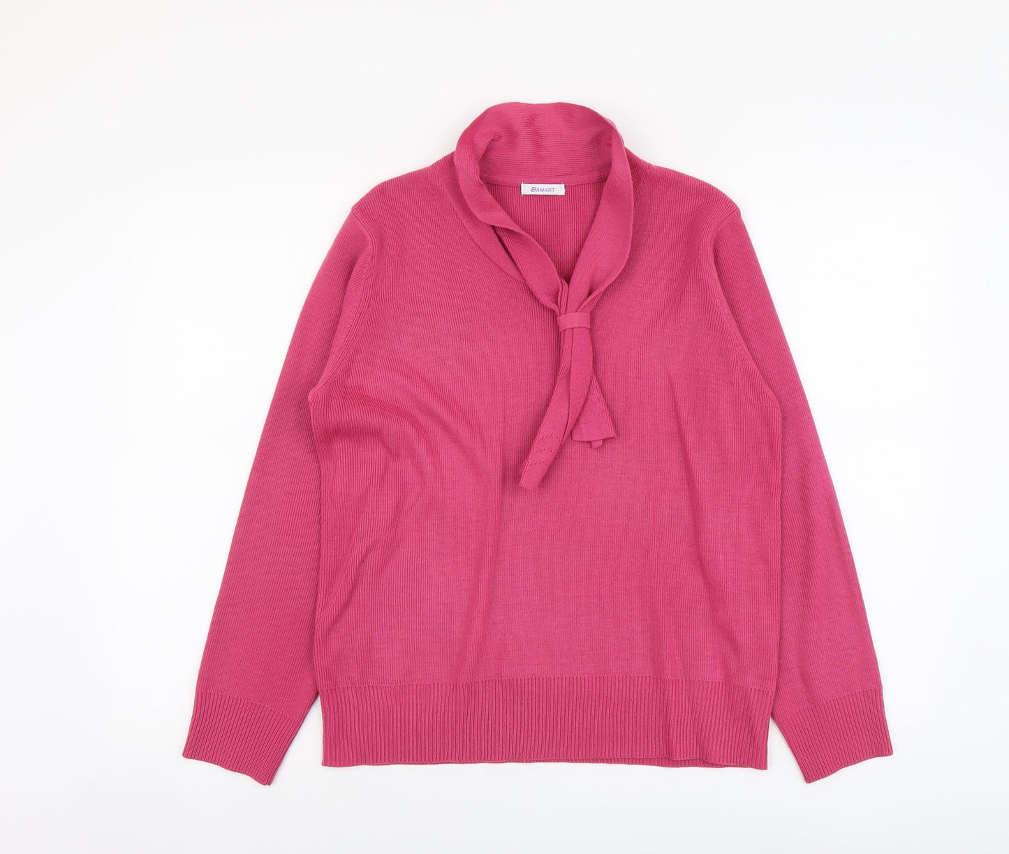 Damrat Womens Pink Collared Acrylic Pullover Jumper Size 10 - Scarf