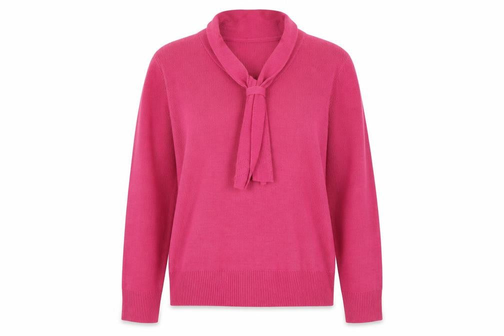 Damrat Womens Pink Collared Acrylic Pullover Jumper Size 10 - Scarf
