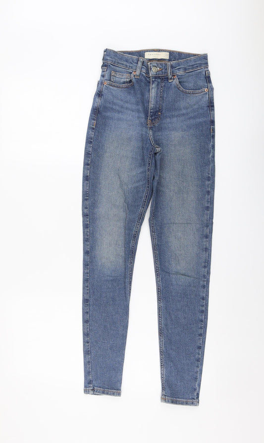 Topshop Womens Blue Cotton Skinny Jeans Size 24 in L27 in Regular Button