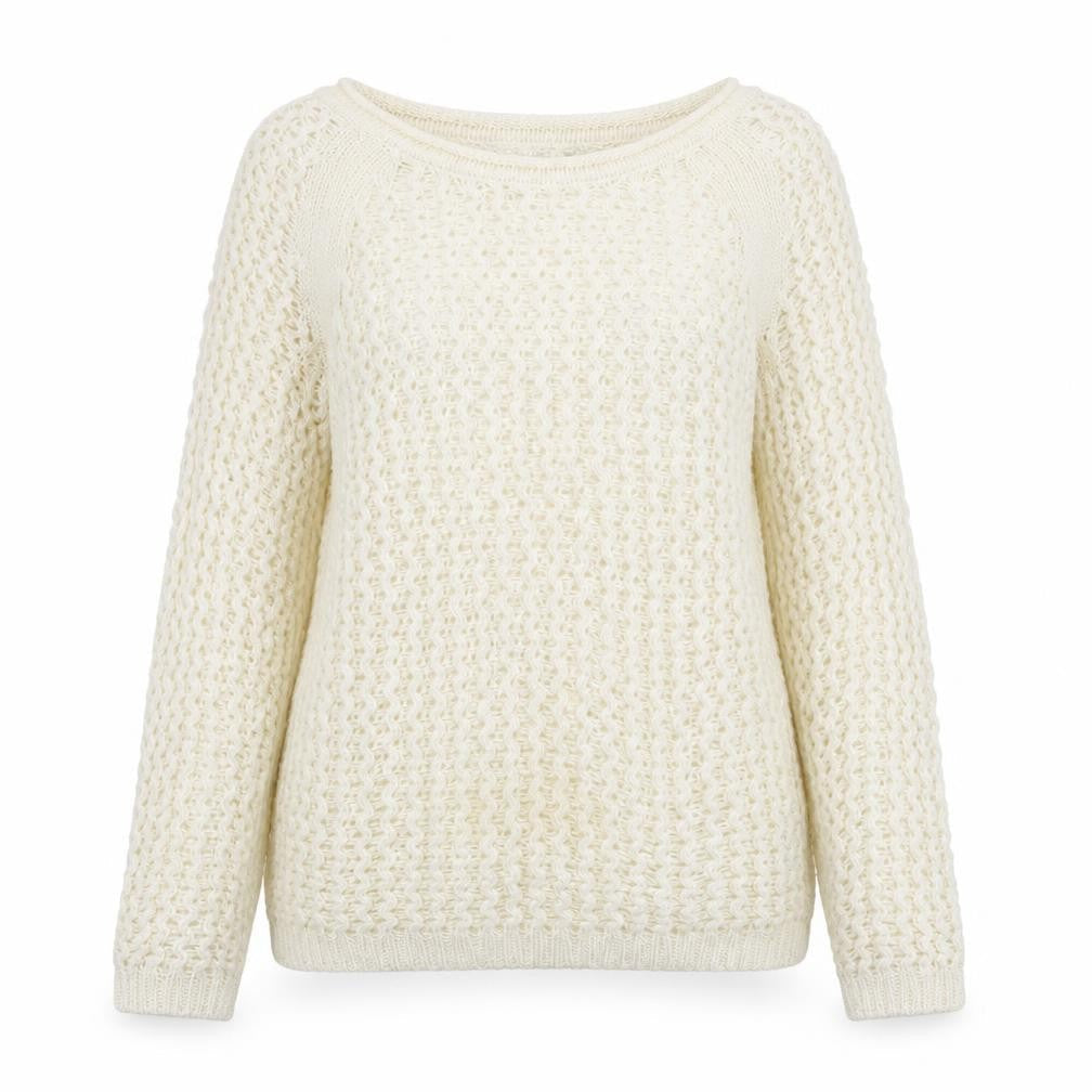 H&M Womens Ivory Boat Neck Acrylic Pullover Jumper Size S