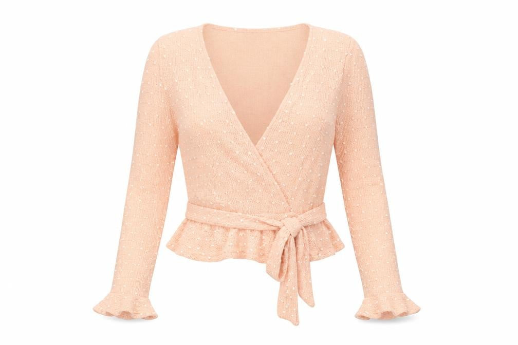 SheIn Womens Pink Polka Dot Nylon Basic Blouse Size S V-Neck