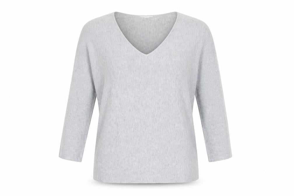H&M Womens Grey V-Neck Polyester Pullover Jumper Size M