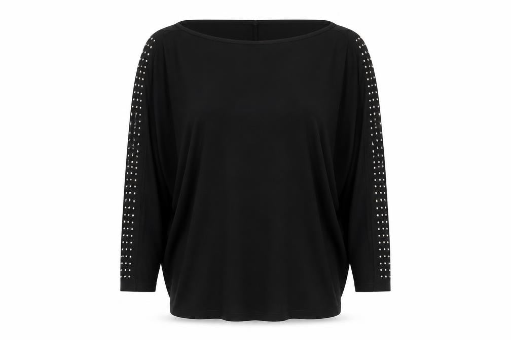 Lipsy Womens Black Viscose Basic Blouse Size 10 Round Neck