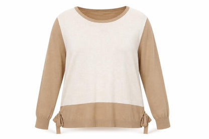 Next Womens Beige Boat Neck Acrylic Pullover Jumper Size 20 - Tie Sides