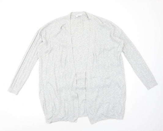 Papaya Womens Grey V-Neck Cotton Cardigan Jumper Size M