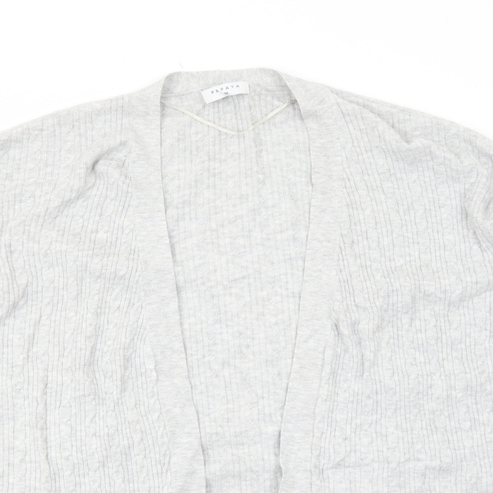 Papaya Womens Grey V-Neck Cotton Cardigan Jumper Size M