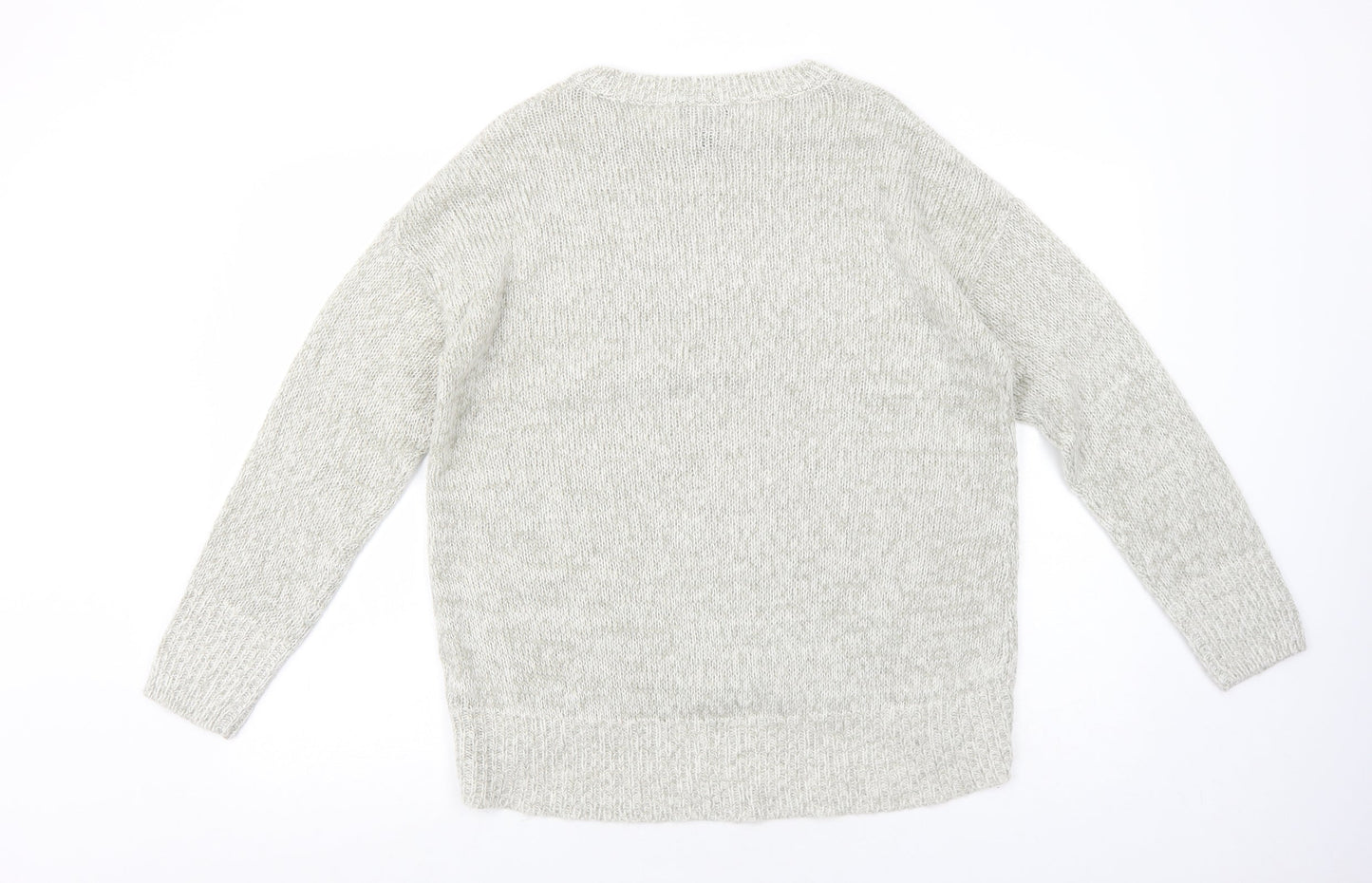 New Look Womens Grey Round Neck Acrylic Pullover Jumper Size M