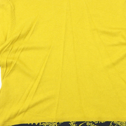 Dash Womens Yellow Scoop Neck Polyester Pullover Jumper Size 12