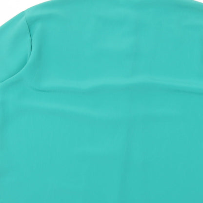 Soon Womens Green Polyester Basic Button-Up Size 12 Mock Neck