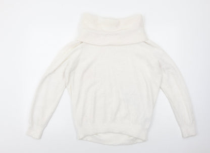 Klass Womens White Roll Neck Acrylic Pullover Jumper Size XL