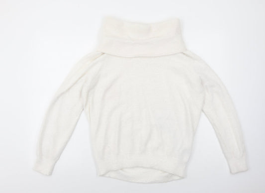 Klass Womens White Roll Neck Acrylic Pullover Jumper Size XL