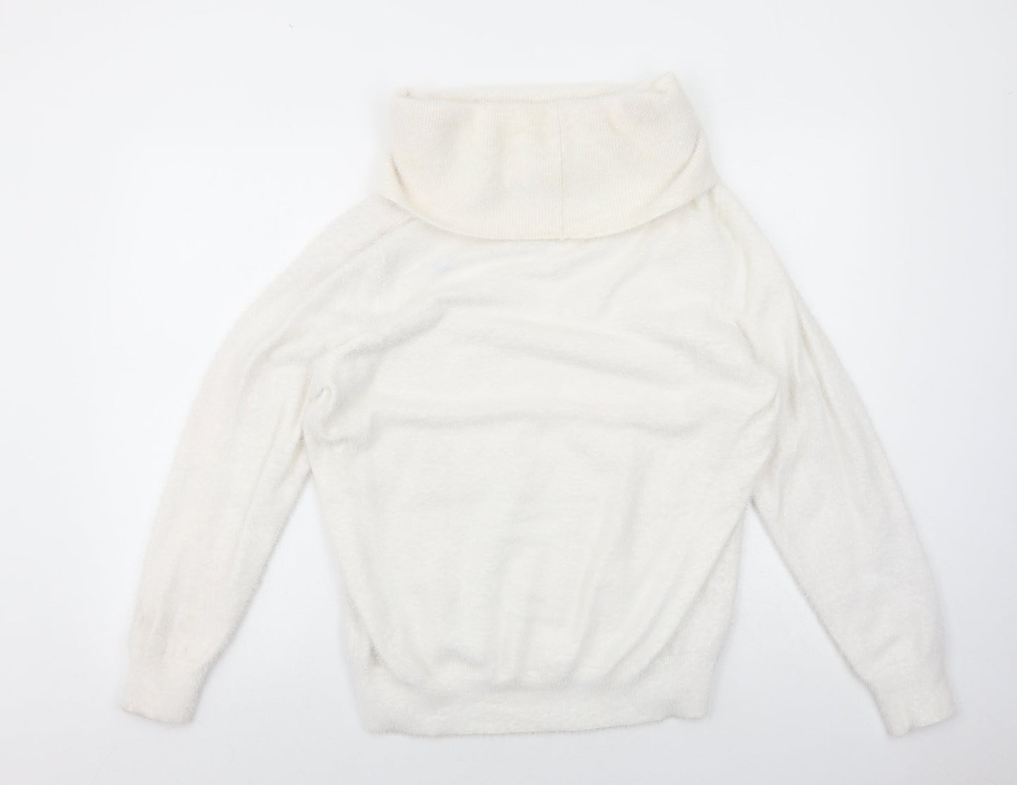 Klass Womens White Roll Neck Acrylic Pullover Jumper Size XL