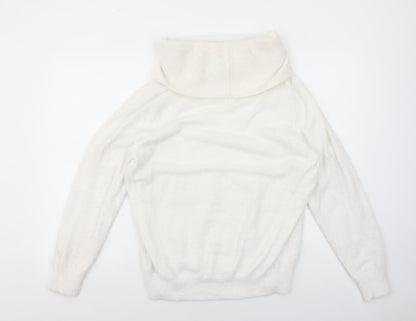 Klass Womens White Roll Neck Acrylic Pullover Jumper Size XL