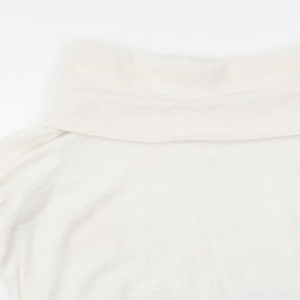 Klass Womens White Roll Neck Acrylic Pullover Jumper Size XL